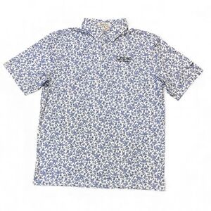 Men's Straight Down Performance Golf Polo Blue Leaf Pattern Size Large
